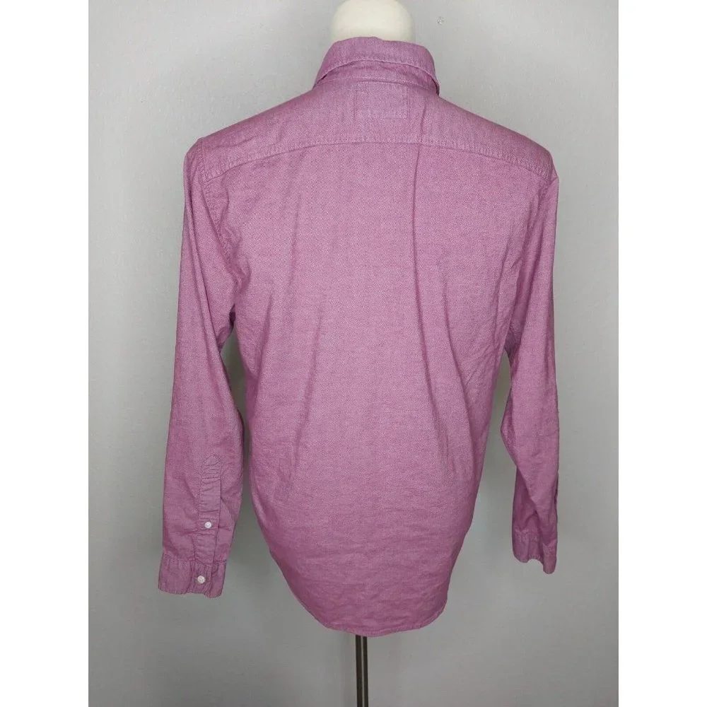 Hollister Mens Large Button Up Shirt Epic Flex Stretch LS Classic Fit Mauve Pink